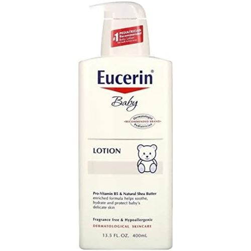 Eucerin Baby Body Lotion, Hypoallergenic and Fragrance Free Baby Lotion with Pro-Vitamin B5 and Shea Butter, 13.5 Fl Oz Bottle