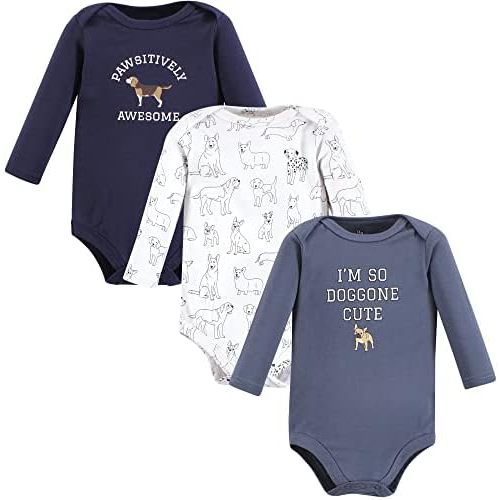 Hudson Baby baby-boys Cotton Long-sleeve Bodysuits 3-pack