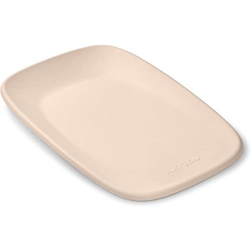 Nattou Softy Changing Pad - Wipeable Baby Changing Mat- Durable, Water-Resistant, Cocoon Shape with Honeycomb Bottom Grips BPA-Free, Assimilates Room Temperature - Beige
