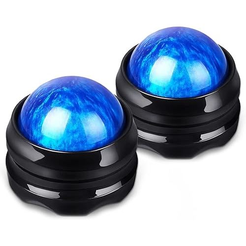 2-Pack Manual Massage Balls, Roller Back Massager Great for Relax, Deep Tissue Massage Tool to Relief Full Body, Sore Muscle, Neck, Shoulders, Feet, Joint Pain, Stiffness(Blue)