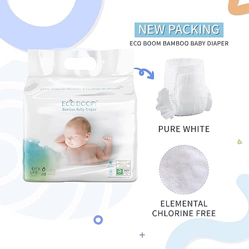 ECO BOOM Preemie Diapers, Viscose from Bamboo Diapers, Natural Soft Disposable Nappies for Infant, Size 0 Suitable for up to 7 lbs (Newborn - 34 Count)
