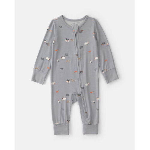 Baby Halloween Farm PurelySoft™ 2-Way Zip Sleep & Play Pajamas - Grey | Carter's