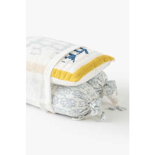 Set of 3- Haathi Mere Saathi Muslin Bolster & Pillow