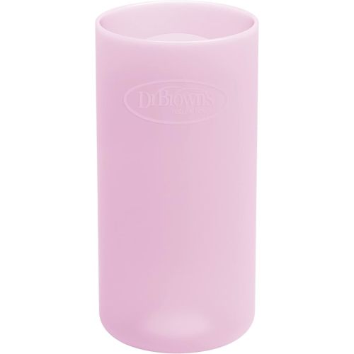Dr. Brown's Natural Flow Options+ Glass Baby Bottle Sleeves,100% Silicone,8 oz,Narrow,Pink