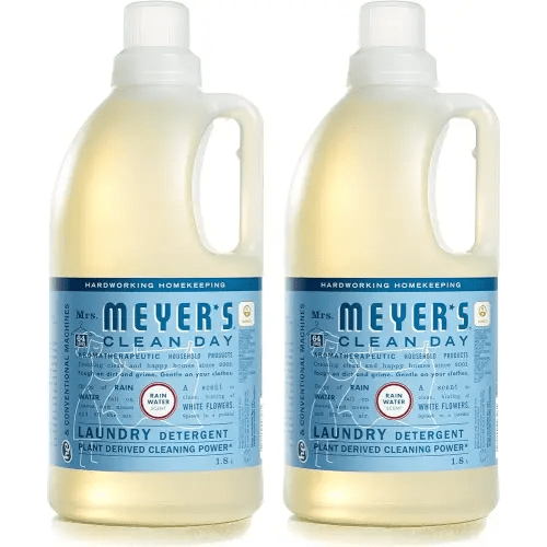 MRS. MEYER'S CLEAN DAY Liquid Laundry Detergent, Biodegradable Formula Infused with Essential Oils, Rain Water, 64 oz - Pack of 2 (128 Loads)