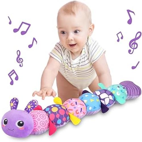 KMUYSL Baby Toys 0 to 12 Months, Musical Stuffed Animal Toys for 0-3-6-12 Months, Soft Sensory Toys with Crinkle and Rattles, Infant Tummy Time Toys Gifts for Newborn Boys Girls