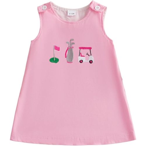 Kids Toddler Baby Girl Golf Outfit Golf Tank Dress Sleeveless Golf Embroidery Summer Tennis A Line Dresses