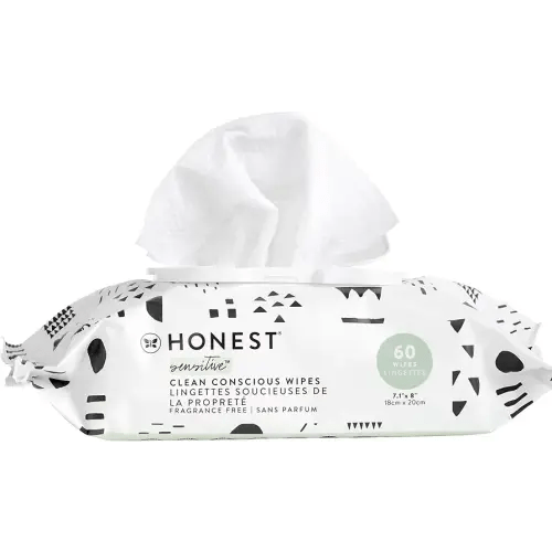 The Honest Company Clean Conscious Multi-Use Wipes | Hypoallergenic + Unscented for Sensitive Skin | Over 99% Water, Compostable, Plant Based, Baby Wipes | Pattern Play, 60 Count