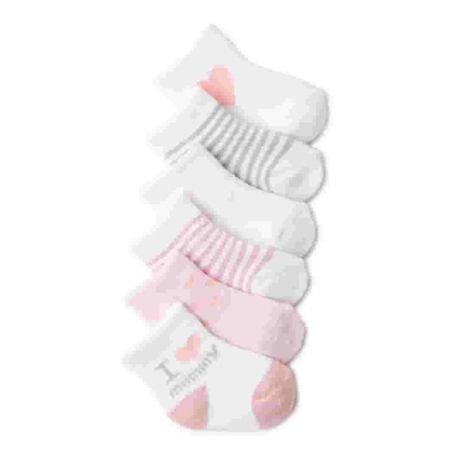Carter's Child of Mine 0-6 Months Cotton Polyester Spandex Baby Girl Mommy Crew Cut Socks, 6 Pack