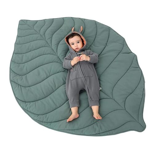 Cotton Leaf Nursery Rug, 56.3x42.1 inches Machine Washable Baby Play Mat for Nursery Decor, Play Mat for Baby, Baby Floor Mat for Baby Gifts, Crawling Baby Mat for Tummy Time Infants