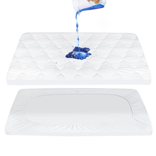 Pack and Play Mattress Pad Sheets Cover Waterproof, Soft Quilted Fit Graco Pamo Babe Pack and Play Mattress Protector 27" X 39", Baby Portable Mini Cribs and Foldable Mattresses Pad