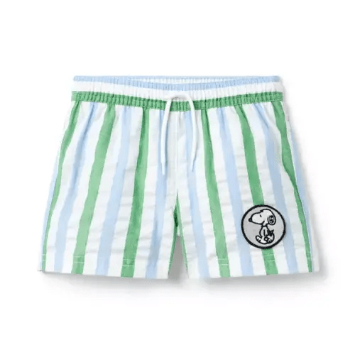 Boy Spring Green Stripe Recycled PEANUTS™ Snoopy Striped Swim Trunk by Janie and Jack
