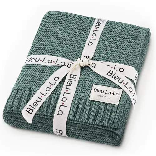 Heritage Knit 100% Organic Cotton Baby Swaddle Blanket for Boys and Girls - Soft Warm Cozy Unisex Receiving Cuddle Crib Blanket for Newborns, Infants & Toddlers (Hunter Green, 0-2 Years)