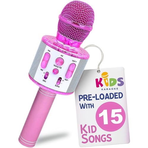 Move2Play, Kids Karaoke Microphone | Includes Pre-Loaded Songs & Bluetooth | Kids Birthday Party Gift | Toy for All Ages 2, 3, 4, 5, 6+ Year Old Girls, Boys & Toddlers
