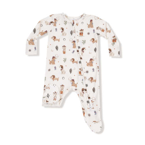 2-Way Zip Footie, Cowboy Dogs