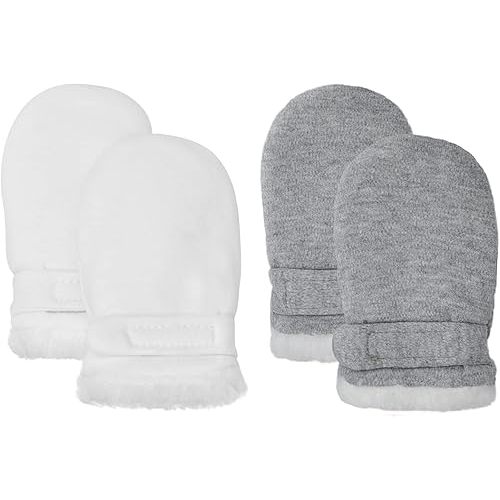 Baby Winter Mittens Newbron Adjustable Stay-On 0-12 Months Warm Gloves Sherpa Lined Fleece Infant Mittens Winter for Boy Girl