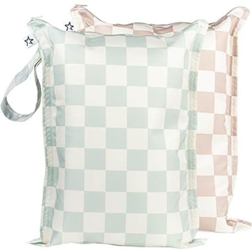 Tiny Twinkle Mess-proof Wet Bags 2 Pack Waterproof and Washable Bag for Travel storage, Stroller, Daycare, Baby Diapers, Yoga, Beach, Pool, Wet Toddler Swimsuits