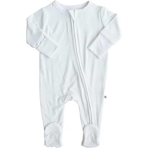 Caden Lane Zippered Baby Footie Pajamas, Soft Onesie Bodysuit with Feet & Double Zipper for Easy Diaper Change, Infant, and Toddler Footed One-Piece Jumpsuit, Lace White, Newborn