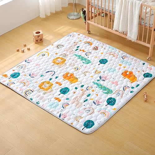 Baby Play Mats for Floor, 50"×50" Playpen Mat, Thick Cushioning Padding Foam Playmat, Washable Crawling Mat for Baby and Toddlers Infants to Play and Learn