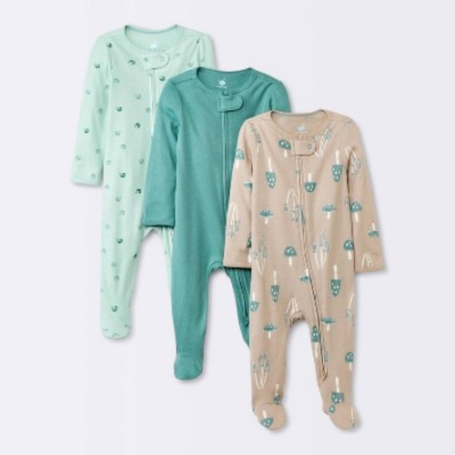 Baby Boys' 3pk Hedgehog Sleep N' Play - Cloud Island™ Green, Size: 3-6M