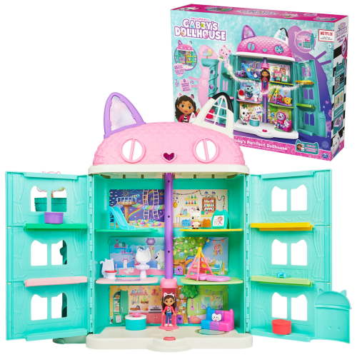 Gabby's Dollhouse, Purrfect 2-Foot Tall Toy Playhouse Dollhouse with Accessories Set, 15 Pieces