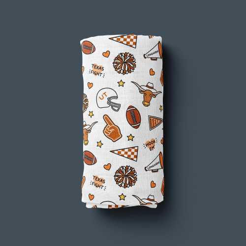 Texas Football Baby Swaddle | Longhorns Swaddle | UT Football Blanket | Texas Baby Gift | Longhorns Baby Gift