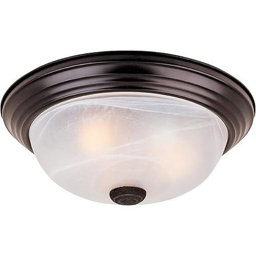 DESIGNERS FOUNTAIN 2-Light Flush Mount Ceiling Light, 11 Inch Lighting Fixture for Kitchen, Bedroom, Bathroom, and Hallway, White Alabaster Glass, Oil Rubbed Bronze, 1257S-ORB-AL