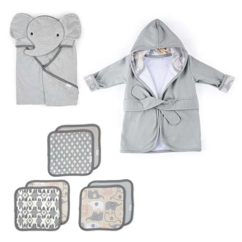 Ingenuity Clean & Cuddly Hooded Baby Bathrobe, Towel & 6-Pack Washclot — buybuy BABY