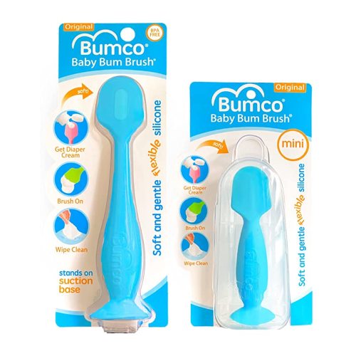 Bumco Diaper Cream Spatula + Mini Baby Bum Brush for Baby Butt Cream with Travel Case - Diaper Cream Applicator Set, Butt Spatula Baby Necessities, Diaper Cream Brush, Blue