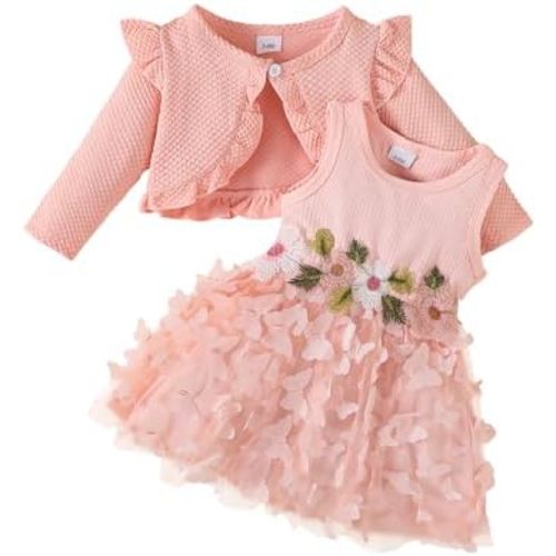 Renotemy Newborn Baby Girl Flower Dress Toddler Tutu Tulle Dress Princess Wedding Birthday Party Dresses for Girls 3M-3T