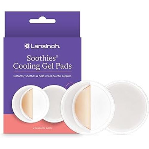 Lansinoh Soothies Cooling Gel Pads, Breastfeeding Essentials, Provides Cooling Relief for Sore Nipples, 2 Count (Pack of 1)