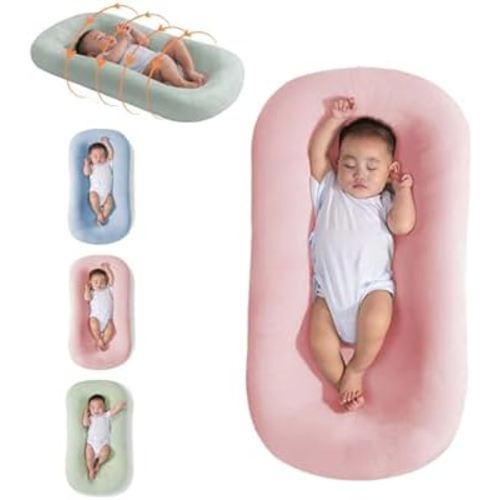 NBBVN Baby Lounger Pillow for Newborn Babies 0-12 Months, Infant Lounger Pillow, Soft Cotton Breathable Baby Nest Sleeper (Pink,0-12 Months)