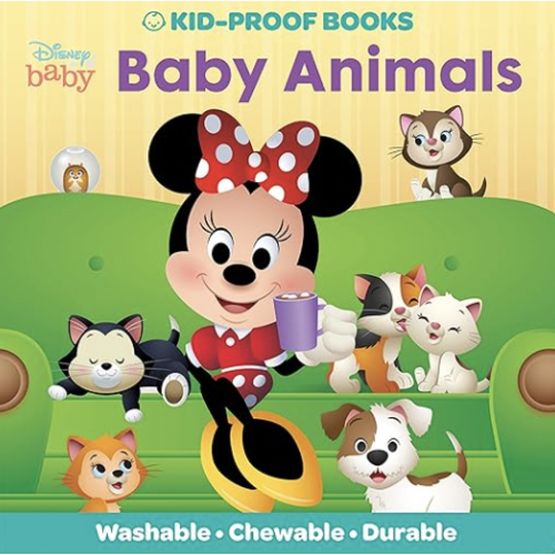 Baby Disney Minnie Mouse, Mickey, and Friends - Baby Animals - Kid-Proof Books - Washable, Chewable, and Durable - PI Kids