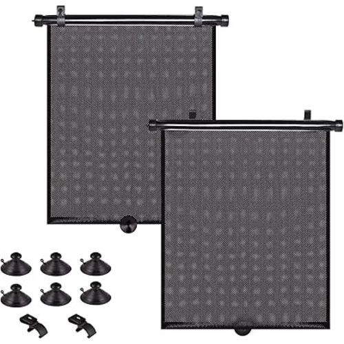 Car Sun Shade Side Window for Baby, 2 Pack Retractable Car Roller Shades for Side Window Blocks Harmful Sun Glare and Heat（16''x18''）