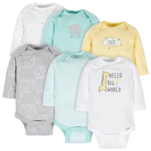 Gerber Baby Neutral Long Sleeve Onesies Bodysuits - Sheep - Preemie - 6-pack
