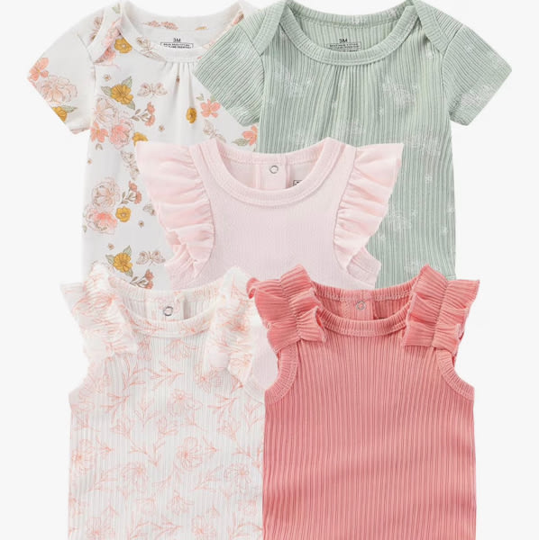 Baby Bodysuits Ribbed Mix Summer Newborn Boy Girl Clothes 5-pack
