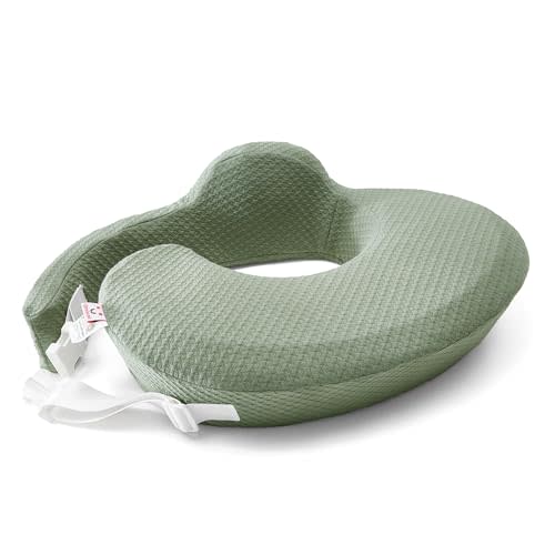 QSTEHEML Nursing Pillow for Breastfeeding - Adjustable Breastfeeding Pillows for Women with More Support & Removable Cover, Baby Feeding Pillow for Newborn Moms and Baby Essentials,Green