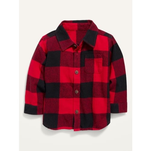 Long-Sleeve Plaid Pocket Shirt for Baby 18-24 month