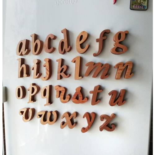 Wood alphabet for kids Cursive montessori magnets wooden  letters Learn letters and writing Magnets for Kids Homeschool waldorf toys
