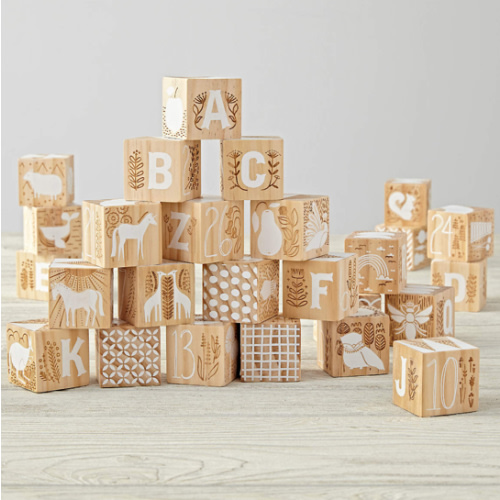 Etched Wooden Baby Blocks