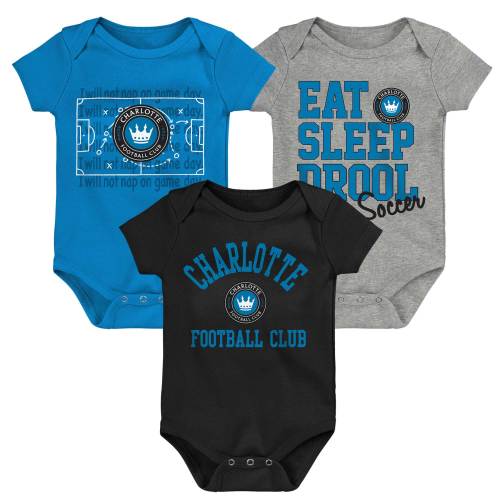 Charlotte FC Newborn & Infant 3-Pack Bodysuit Set - Blue/Black/Gray