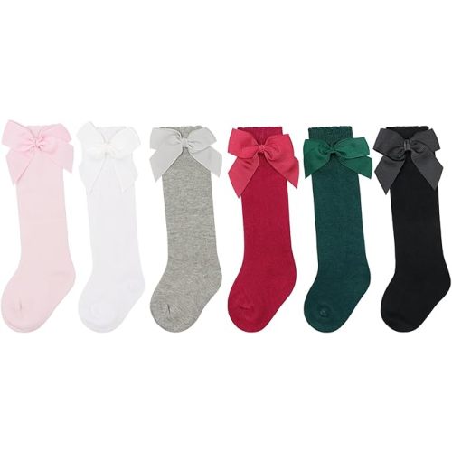 DRESHOW BQUBO Baby Knee High Sock Toddler Girl Dress Socks Baby Knit Stocking Cotton Infant Girls Socks
