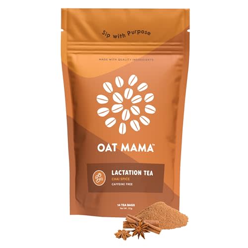 Oat Mama Lactation Tea for Breastfeeding Moms - Chai Spice | Breastfeeding Essentials for Milk Supply Increase | Organic Lactation Support & Postpartum Recovery