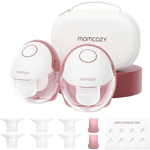Momcozy Breast Pump Hands Free Mobile Style | M6, Wearable Breastfeeding Pump Ideal Rhythm for More Milk, DoubleFit Flange More Fit & Discreet with 3 Modes & 9 Levels, 24mm - 2 Pack Cozy Red