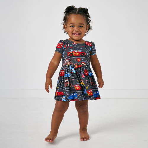 Disney & Pixar Piston Cup Bow Back Skater Dress with Bodysuit | Little Sleepies