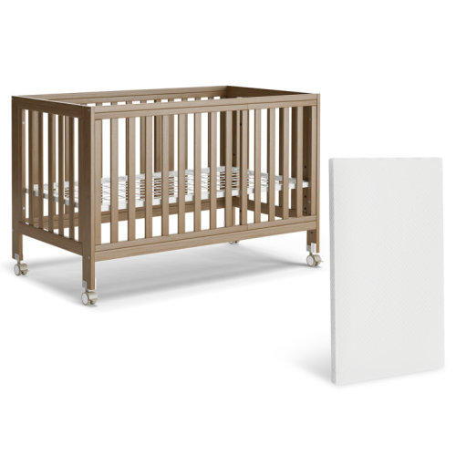 EvoNest 11-in-1 Mini Cradle to Full Size Convertible Crib With Removable Wheels