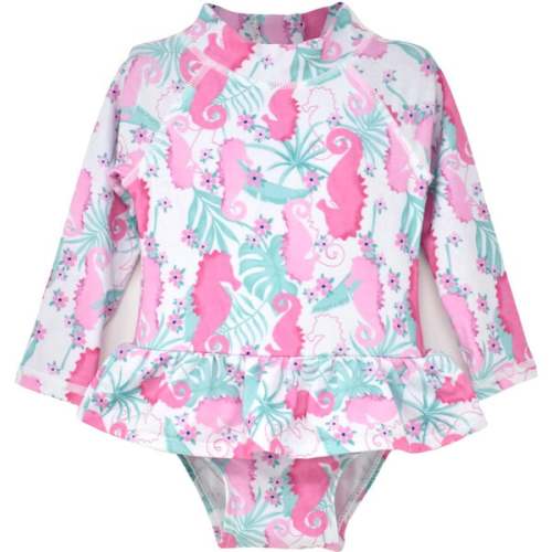 UPF 50 Alissa Infant Ruffle Rash Guard Swimsuit, Magic Seahorse - Flap Happy | Maisonette