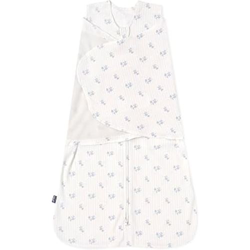 HALO 100% Cotton Sleepsack Swaddle, 3-Way Adjustable Wearable Blanket, TOG 1.5, Floral Vintage Stripe, Newborn, 0-3 Months