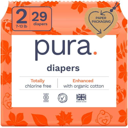 Pura Sensitive Soft Sustainable Baby Diapers Size 2, 29 Count (Choose Your Size and Count)