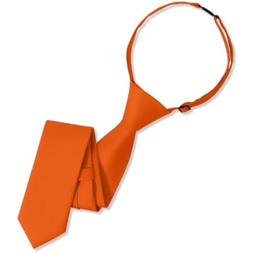 Boys Black Tie Pre-tied Adjustable Kids Solid Color Necktie for Age 8-12 Years with Gift Box
